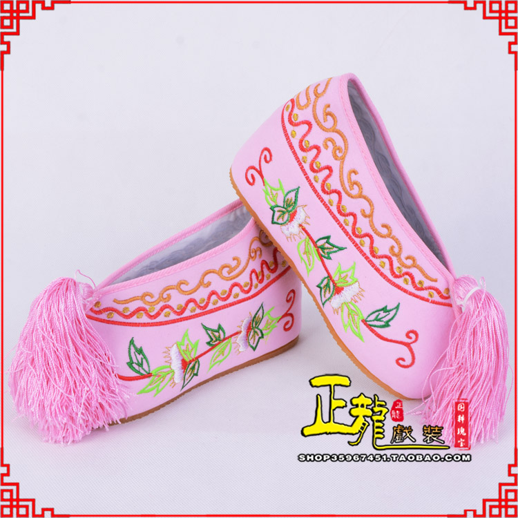 宁波花旦鞋女绣花彩鞋 舒适款草花内高彩鞋