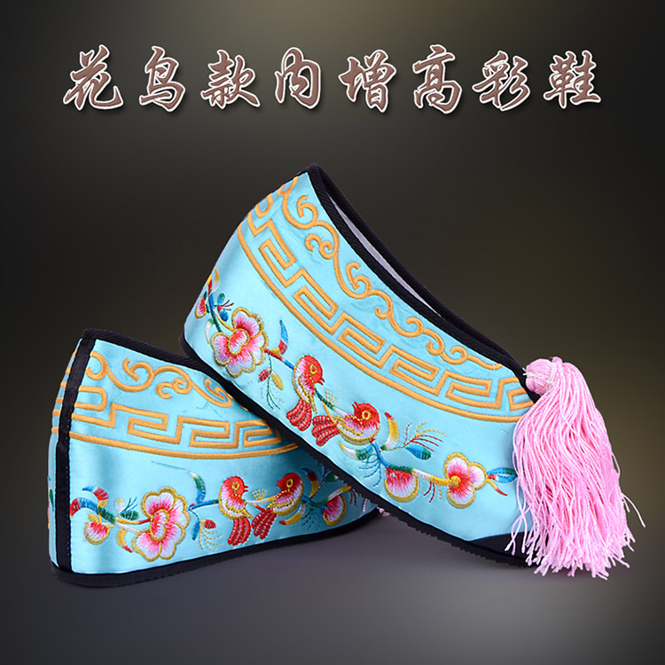 宁波彩鞋花旦绣花鞋 舒适款花鸟内高彩鞋