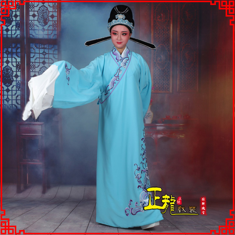 宁波梁祝才子唐伯虎黄梅戏古装褶子草波纹小生衣